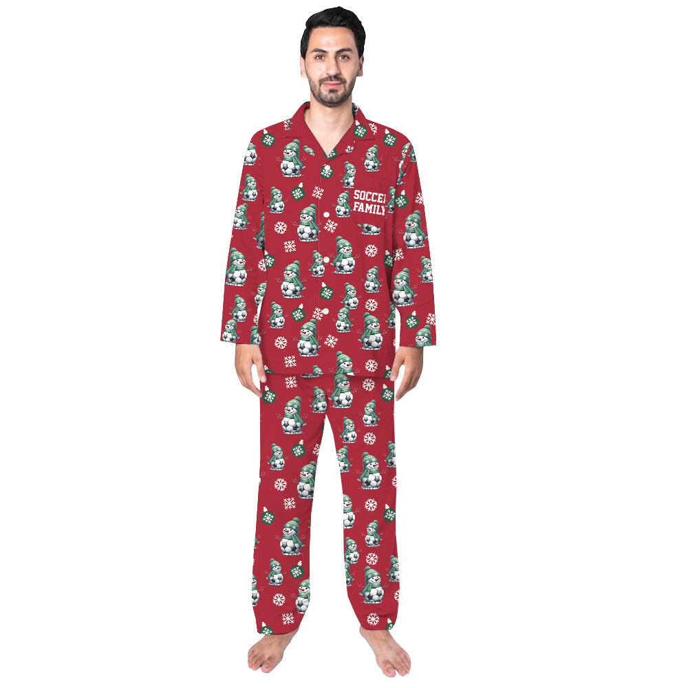 Bold and Bright Burgundy Soccer Christmas Pajamas For Family Bold and Bright Burgundy Soccer Christmas Pajamas For Family