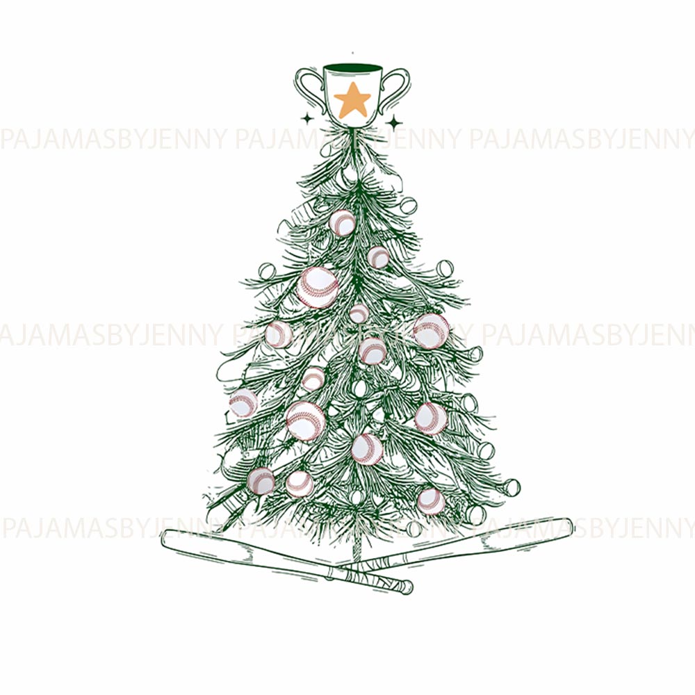 Baseball Christmas Tree Matching Family Pajamas for You and Dog Baseball Christmas Tree Matching Family Pajamas for You and Dog