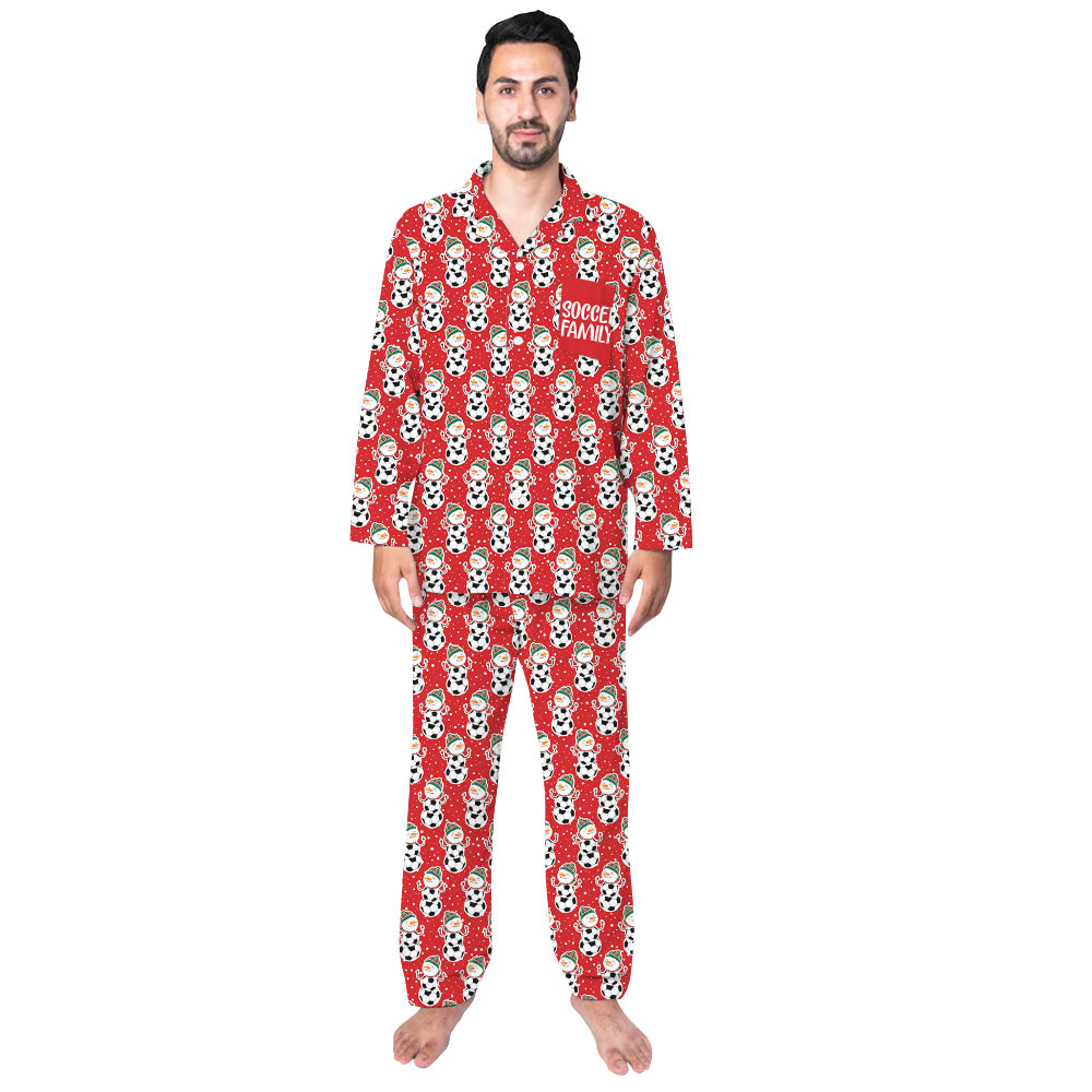 Bold Red Snowman Soccer Matching Family Pajamas Bold Red Snowman Soccer Matching Family Pajamas