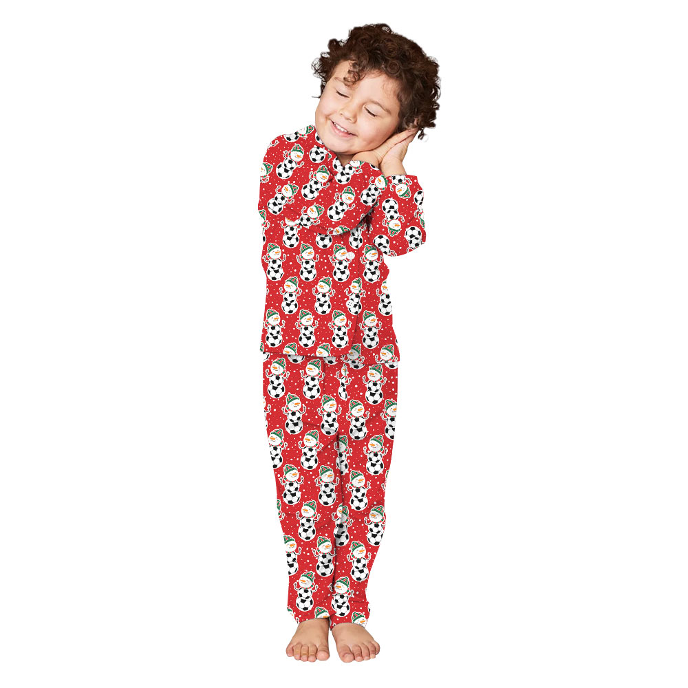 Bold Red Snowman Soccer Matching Family Pajamas Bold Red Snowman Soccer Matching Family Pajamas