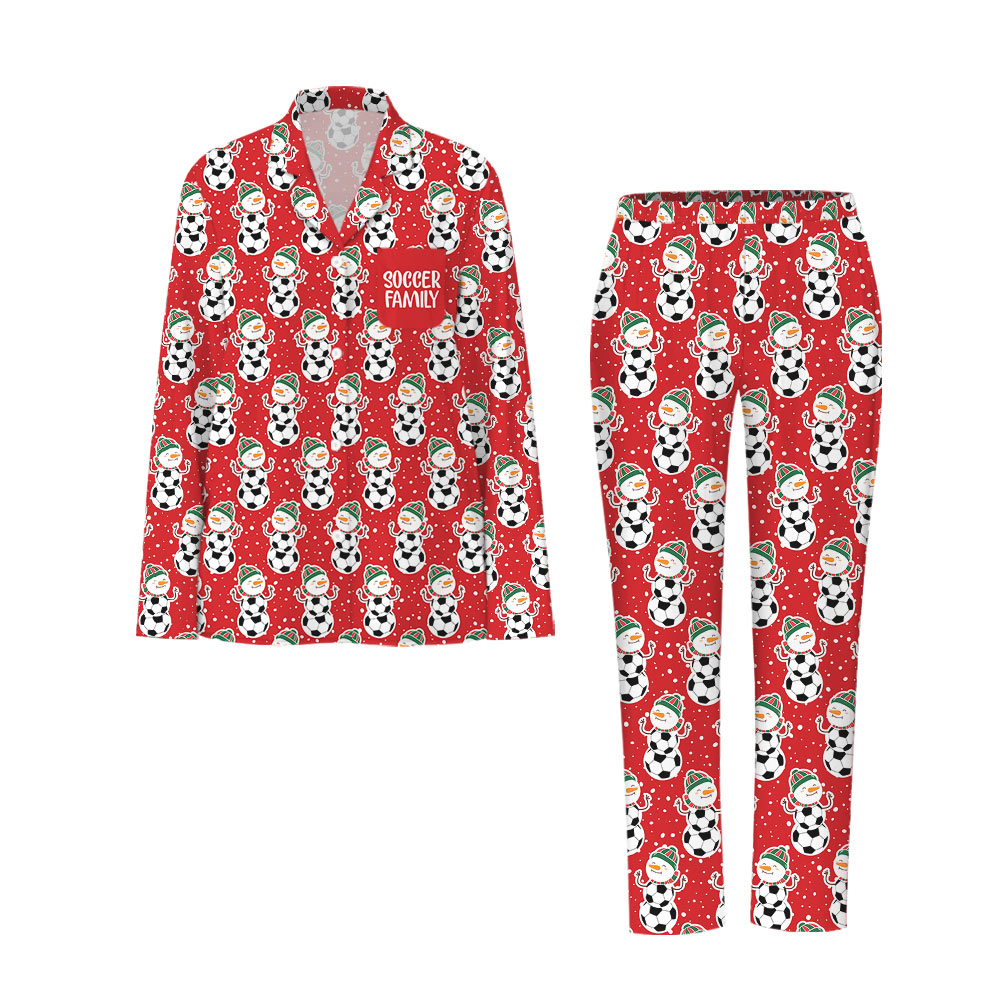 Bold Red Snowman Soccer Matching Family Pajamas Bold Red Snowman Soccer Matching Family Pajamas