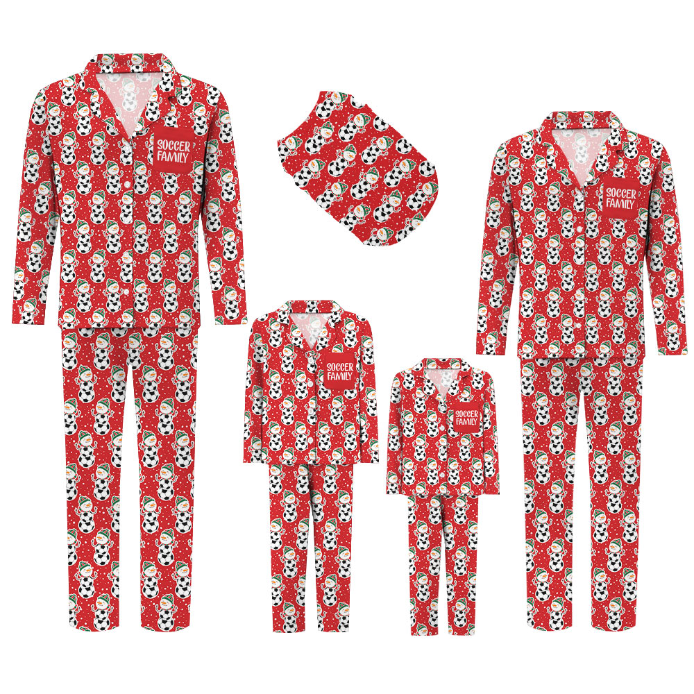 Bold Red Snowman Soccer Matching Family Pajamas Bold Red Snowman Soccer Matching Family Pajamas