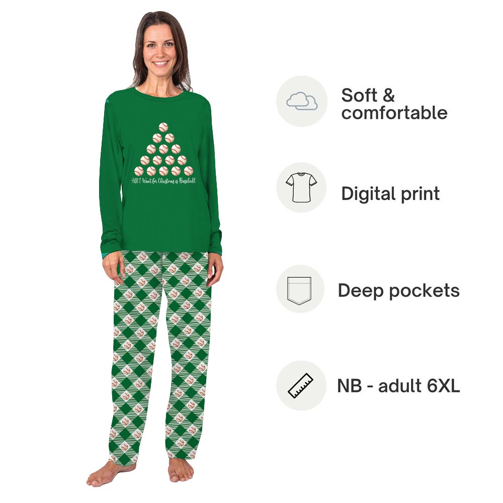 Green Baseball in Christmas Tree Shape Matching Pj Sets Family And Dog Green Baseball in Christmas Tree Shape Matching Pj Sets Family And Dog