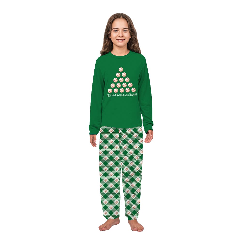 Green Baseball in Christmas Tree Shape Matching Pj Sets Family And Dog Green Baseball in Christmas Tree Shape Matching Pj Sets Family And Dog
