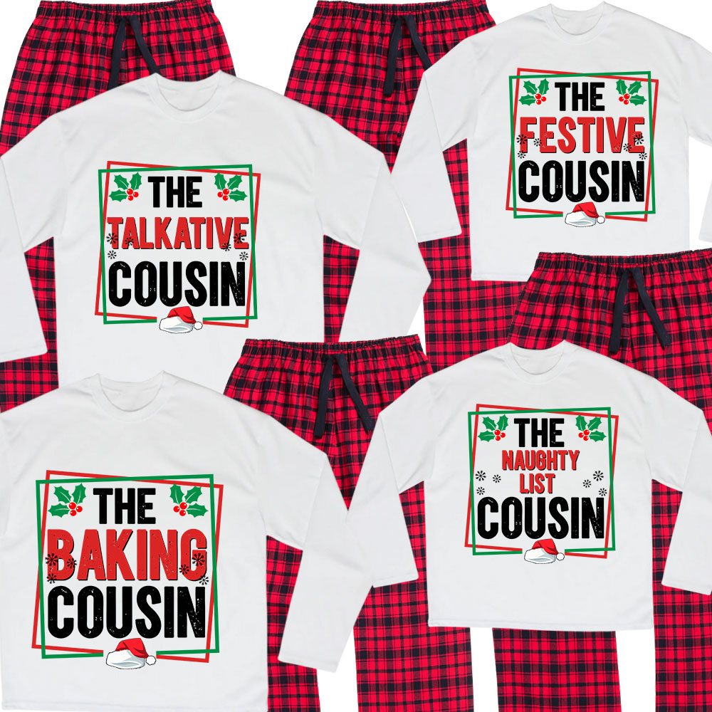Personalized Cousin Crew Matching Cotton Christmas Pajamas Personalized Cousin Crew Matching Cotton Christmas Pajamas