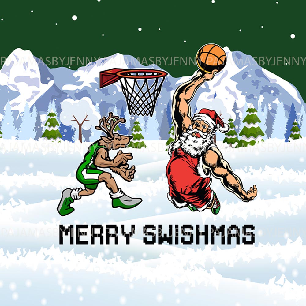 3D Basketball Merry Swishmas Matching Pajama Set Dog 3D Basketball Merry Swishmas Matching Pajama Set Dog