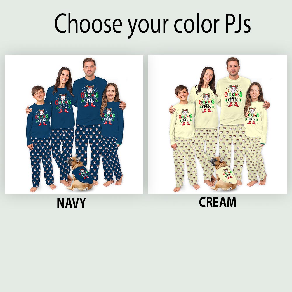 Funny Christmas Crew Baseball Matching Family Christmas Pyjamas Dog Funny Christmas Crew Baseball Matching Family Christmas Pyjamas Dog