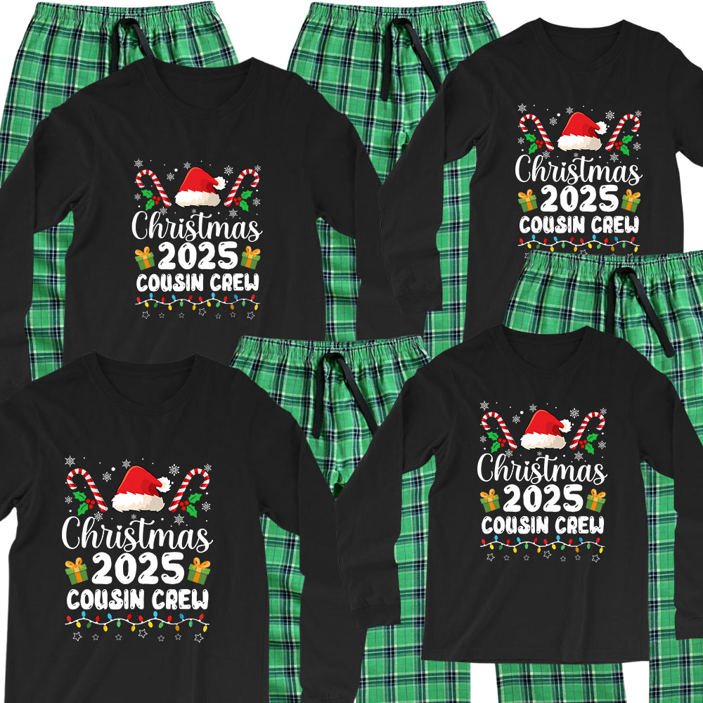 Custom Year And Name Cousin Crew Christmas Pajamas Cotton Flannel Custom Year And Name Cousin Crew Christmas Pajamas Cotton Flannel