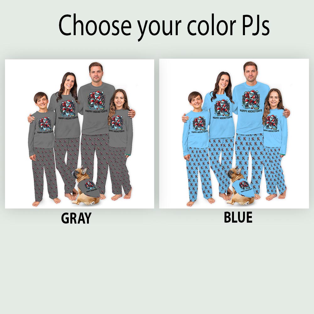Happy Hockeydays Family Matching Pajamas Including Dog Happy Hockeydays Family Matching Pajamas Including Dog