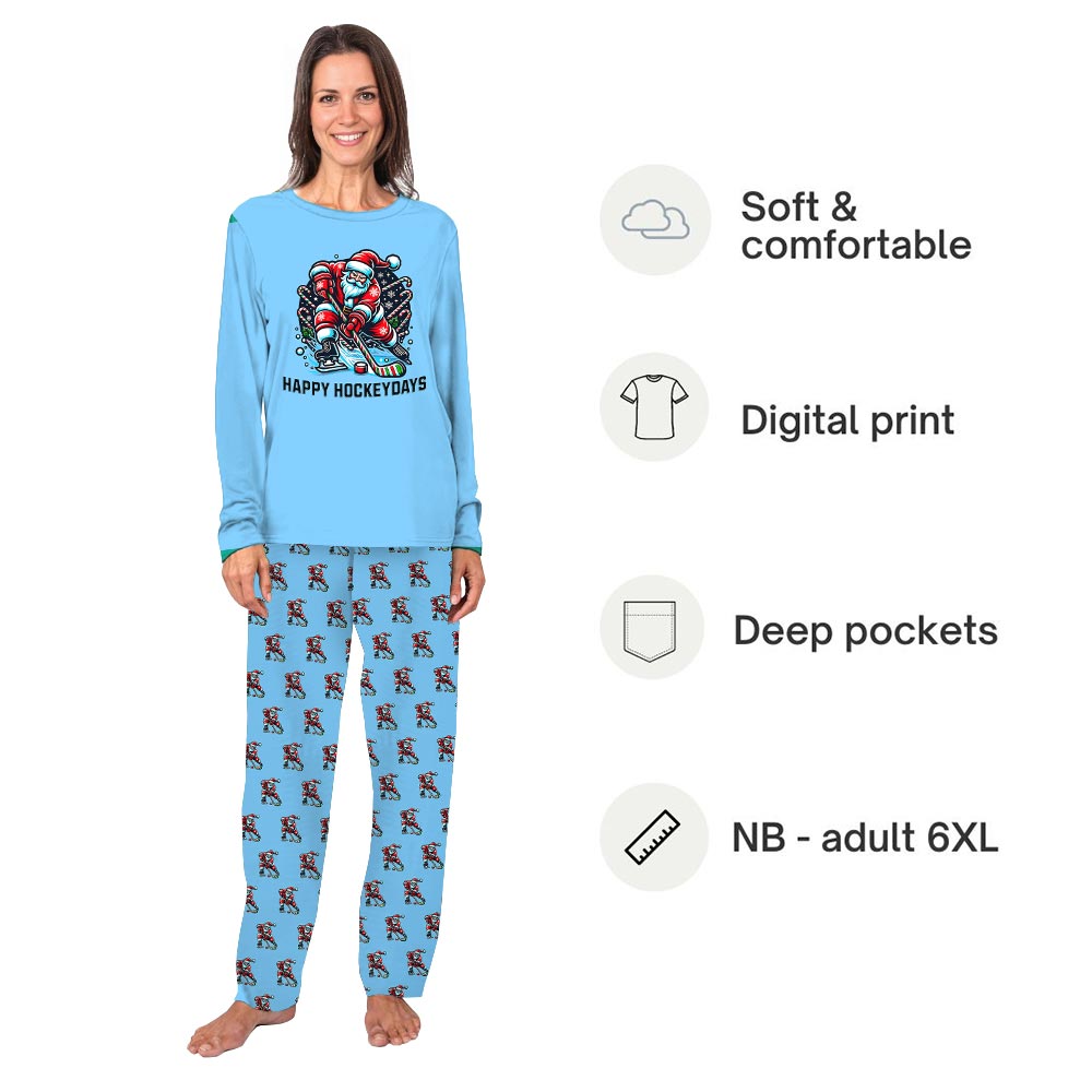 Happy Hockeydays Family Matching Pajamas Including Dog Happy Hockeydays Family Matching Pajamas Including Dog