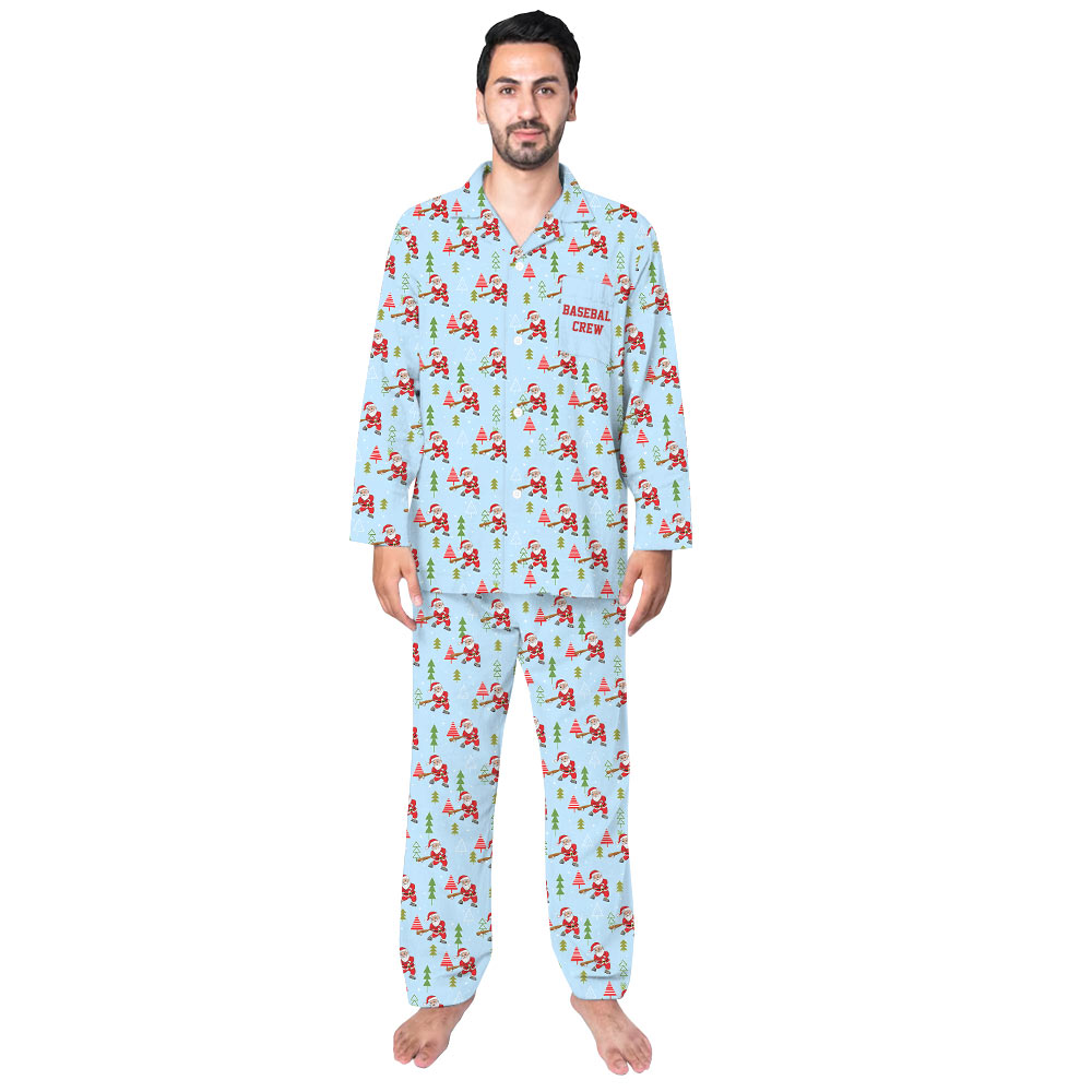 Funny Baseball Santa Personalized Christmas Pajamas Funny Baseball Santa Personalized Christmas Pajamas
