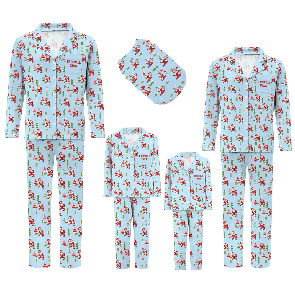 Funny Baseball Santa Personalized Christmas Pajamas Funny Baseball Santa Personalized Christmas Pajamas
