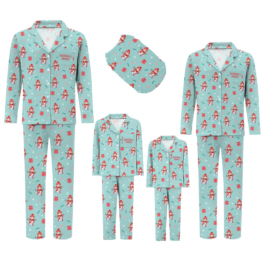 Festive Teal Snowman Baseball Christmas Pajamas Festive Teal Snowman Baseball Christmas Pajamas