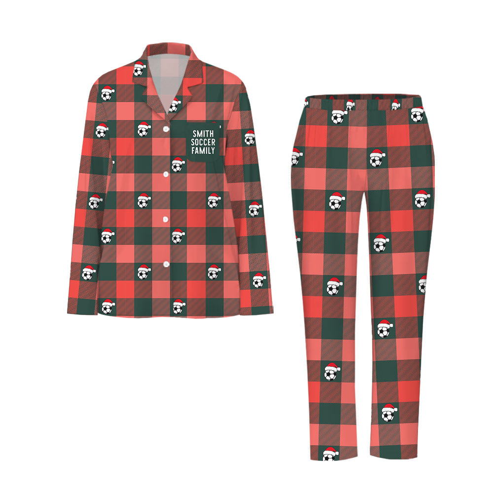 Strong Soccer Plaid Christmas Pajamas Strong Soccer Plaid Christmas Pajamas
