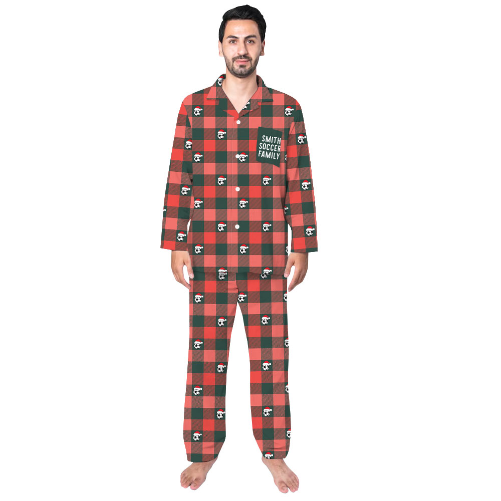 Strong Soccer Plaid Christmas Pajamas Strong Soccer Plaid Christmas Pajamas