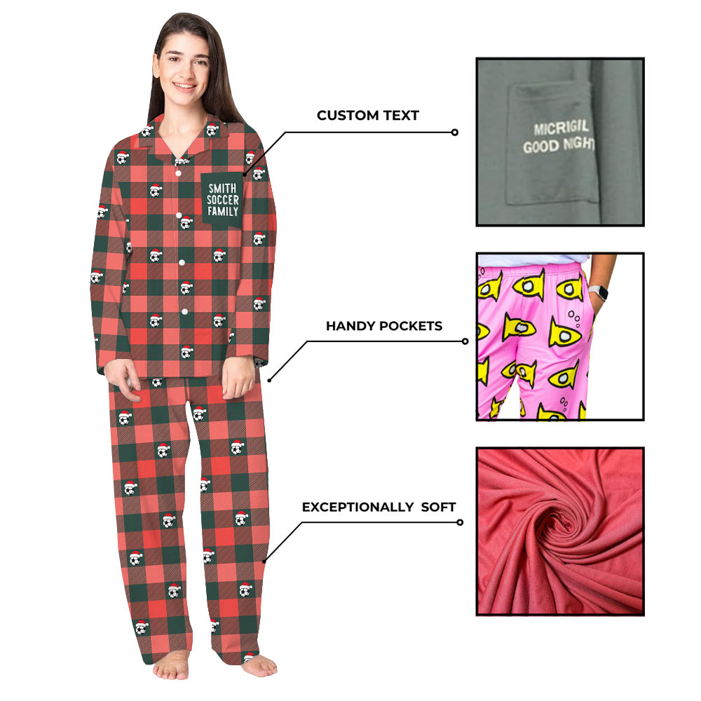 Strong Soccer Plaid Christmas Pajamas Strong Soccer Plaid Christmas Pajamas