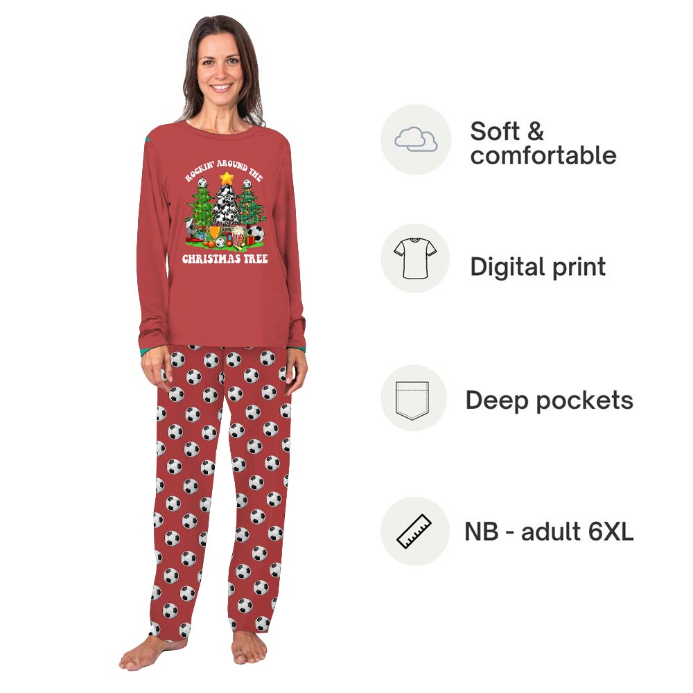 Soccer Rockin’ Around The Christmas Tree Family Christmas PJs Including Dog Soccer Rockin’ Around The Christmas Tree Family Christmas PJs Including Dog