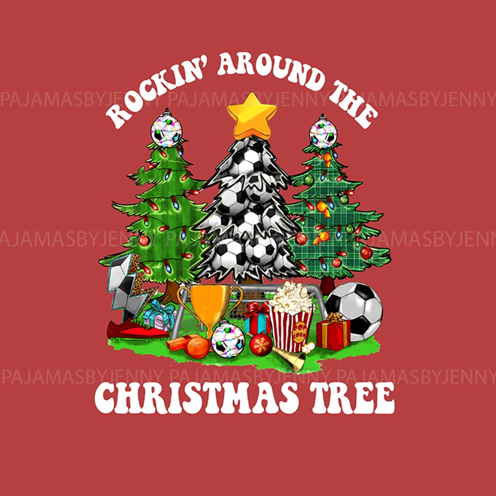 Soccer Rockin’ Around The Christmas Tree Family Christmas PJs Including Dog Soccer Rockin’ Around The Christmas Tree Family Christmas PJs Including Dog
