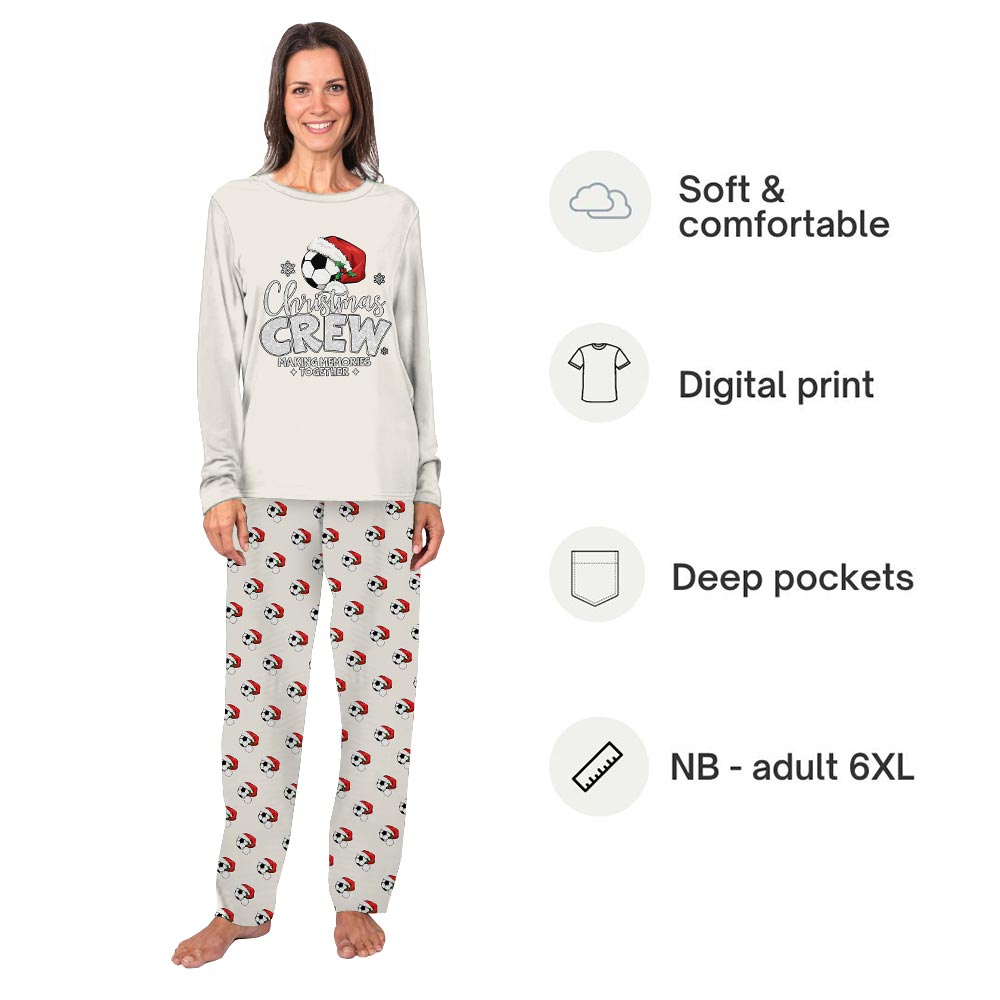Festive Christmas Soccer Crew Holiday Matching Pajamas With Dog