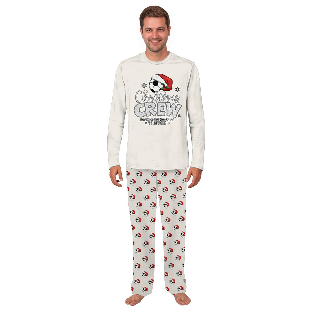 Festive Christmas Soccer Crew Holiday Matching Pajamas With Dog