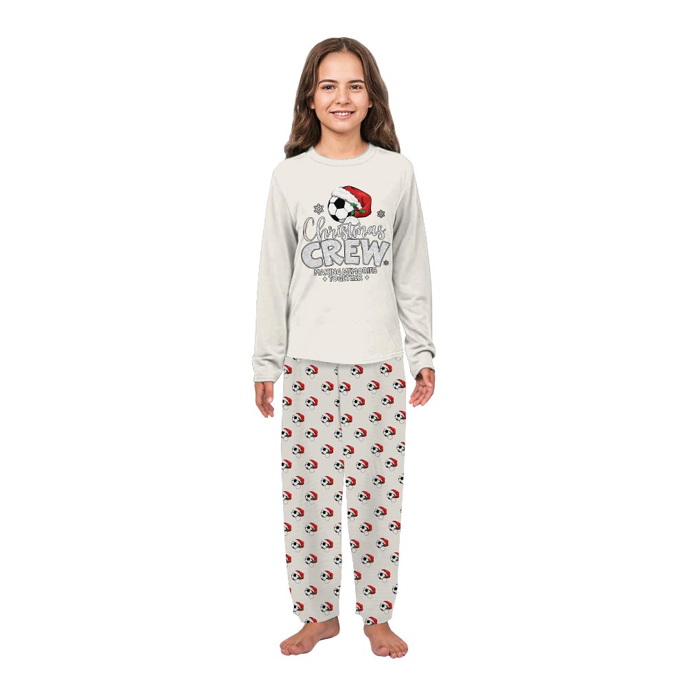 Festive Christmas Soccer Crew Holiday Matching Pajamas With Dog
