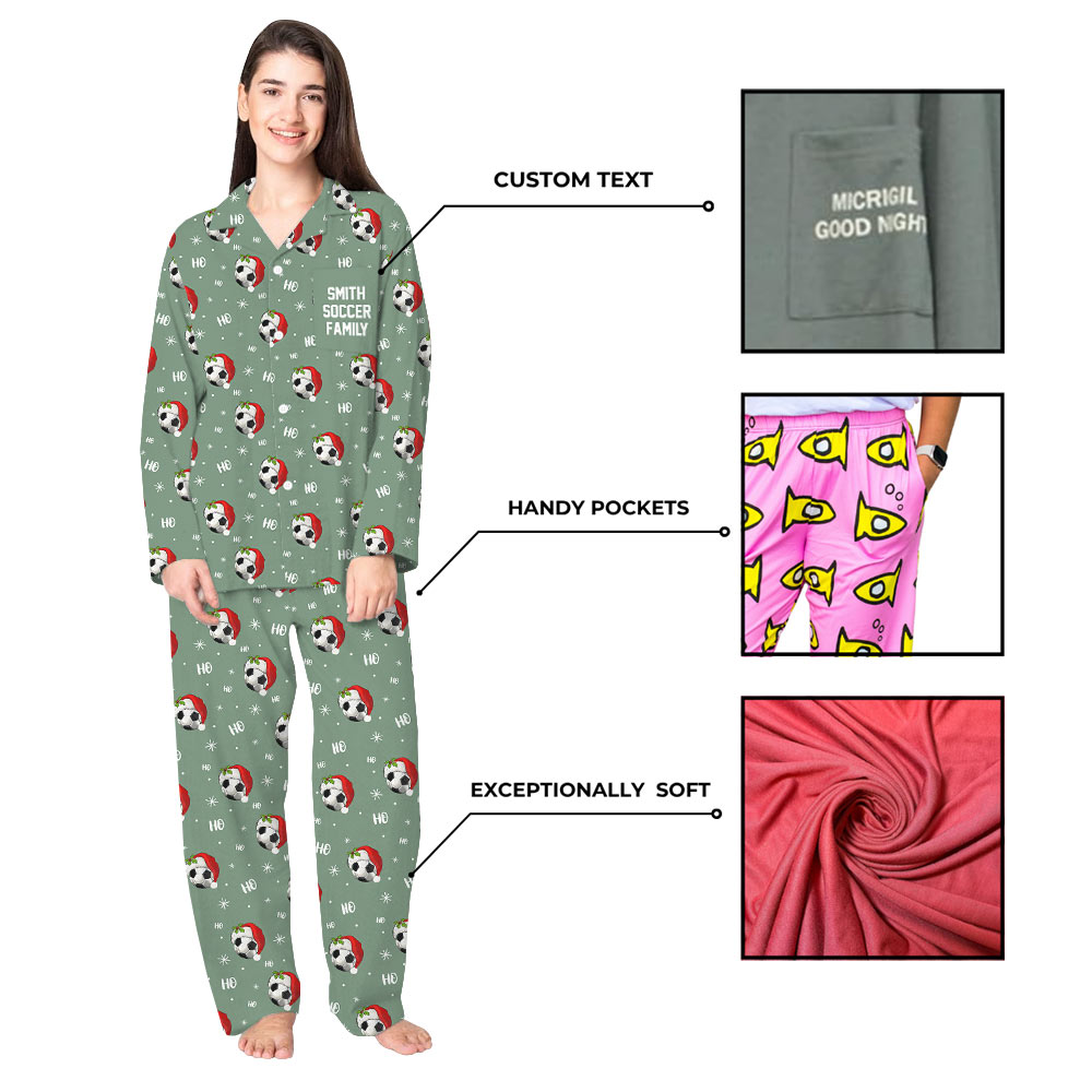 Cool Minty Soccer Christmas Pajamas Matching Dog
