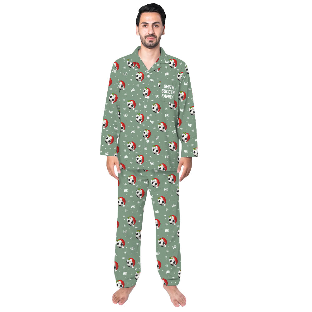 Cool Minty Soccer Christmas Pajamas Matching Dog