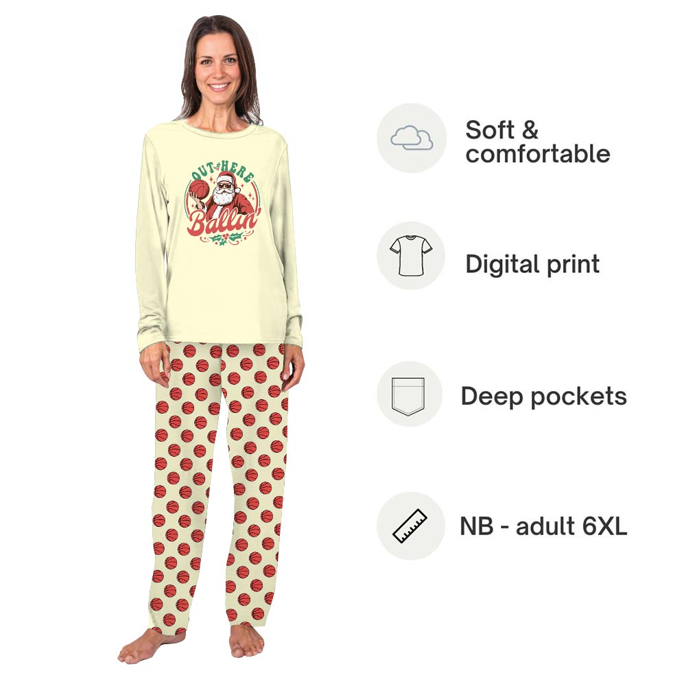 Out Here Ballin Basketball Dog Human Matching Christmas Pajamas Out Here Ballin Basketball Dog Human Matching Christmas Pajamas