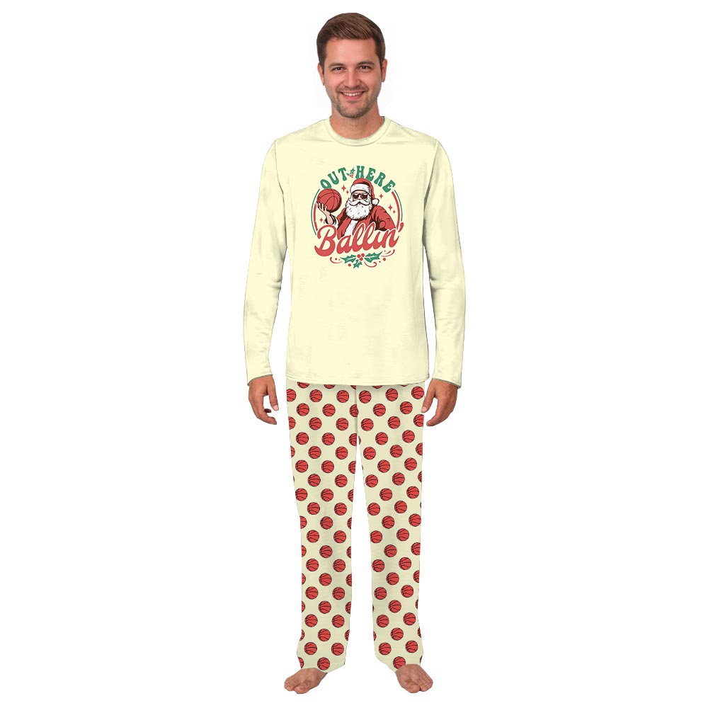 Out Here Ballin Basketball Dog Human Matching Christmas Pajamas Out Here Ballin Basketball Dog Human Matching Christmas Pajamas