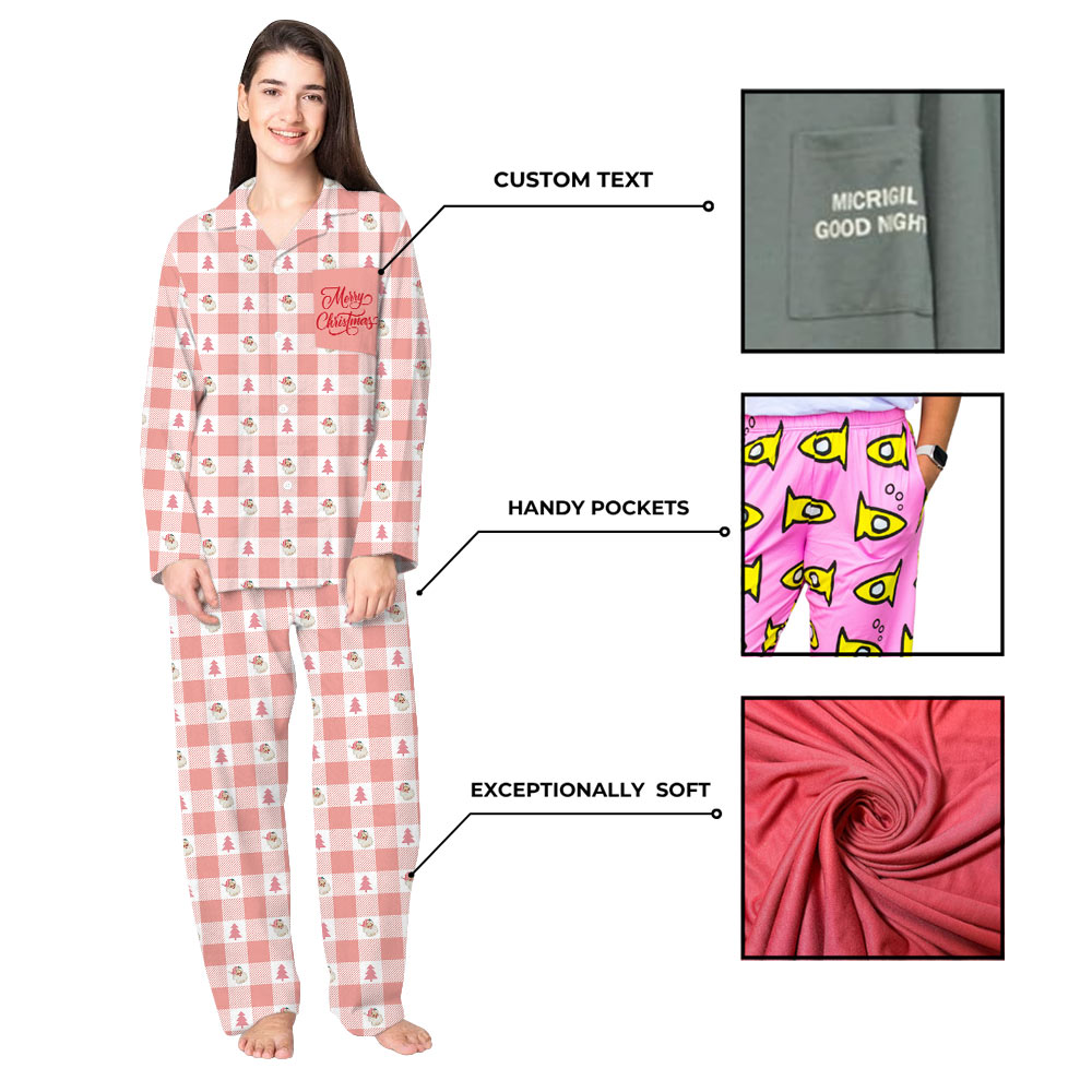 Funny Santa Pink Family Christmas Pajamas
