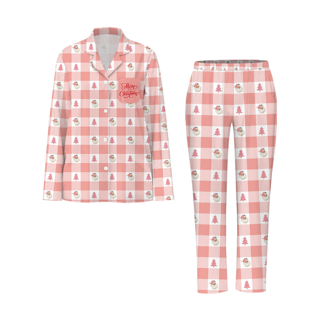 Funny Santa Pink Family Christmas Pajamas
