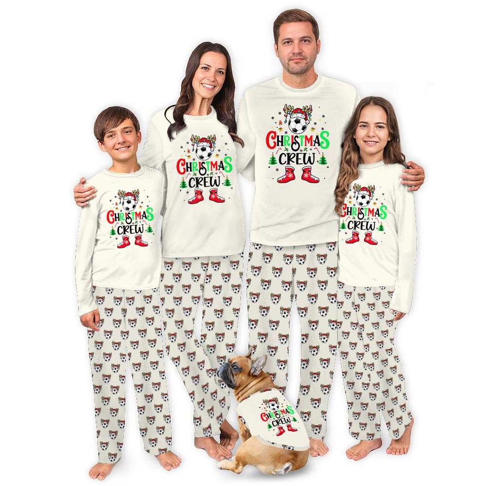 Festive Christmas Crew Kickoff Pajamas for the Family and Dog Festive Christmas Crew Kickoff Pajamas for the Family and Dog