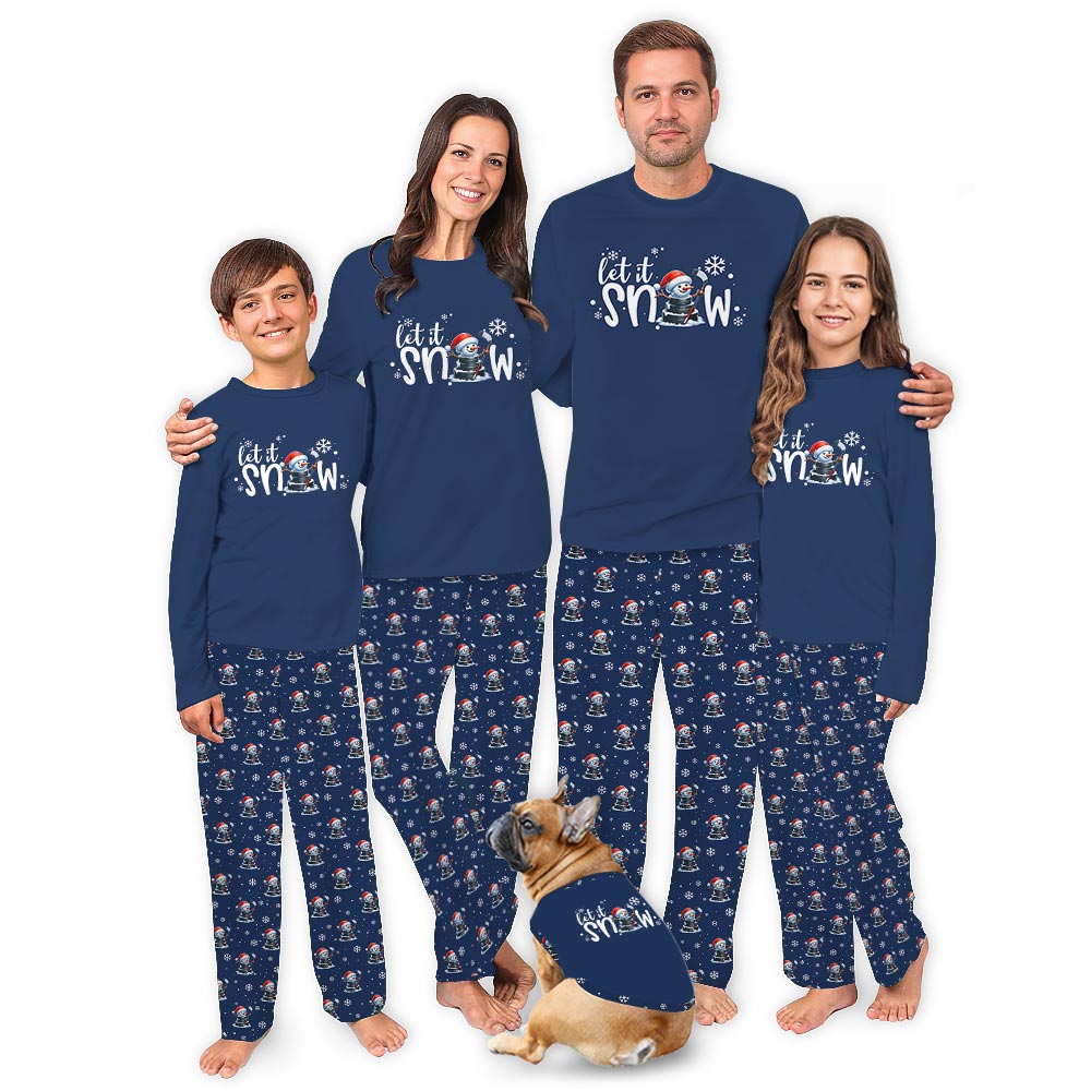 Hockey Snowman Pucks Family Matching Christmas Pajamas Dog Hockey Snowman Pucks Family Matching Christmas Pajamas Dog