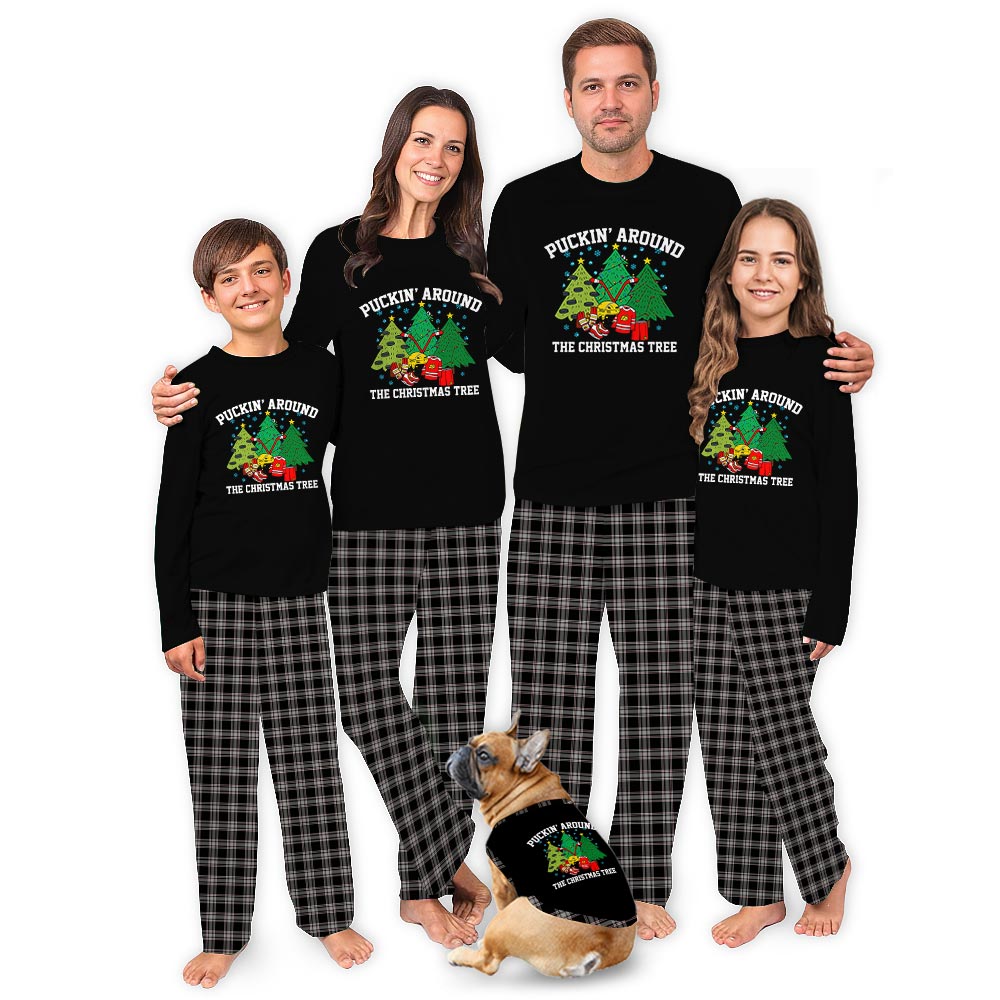 Hockey Puckin' Around the Christmas Tree Family Matching Pajamas with Dog Hockey Puckin' Around the Christmas Tree Family Matching Pajamas with Dog
