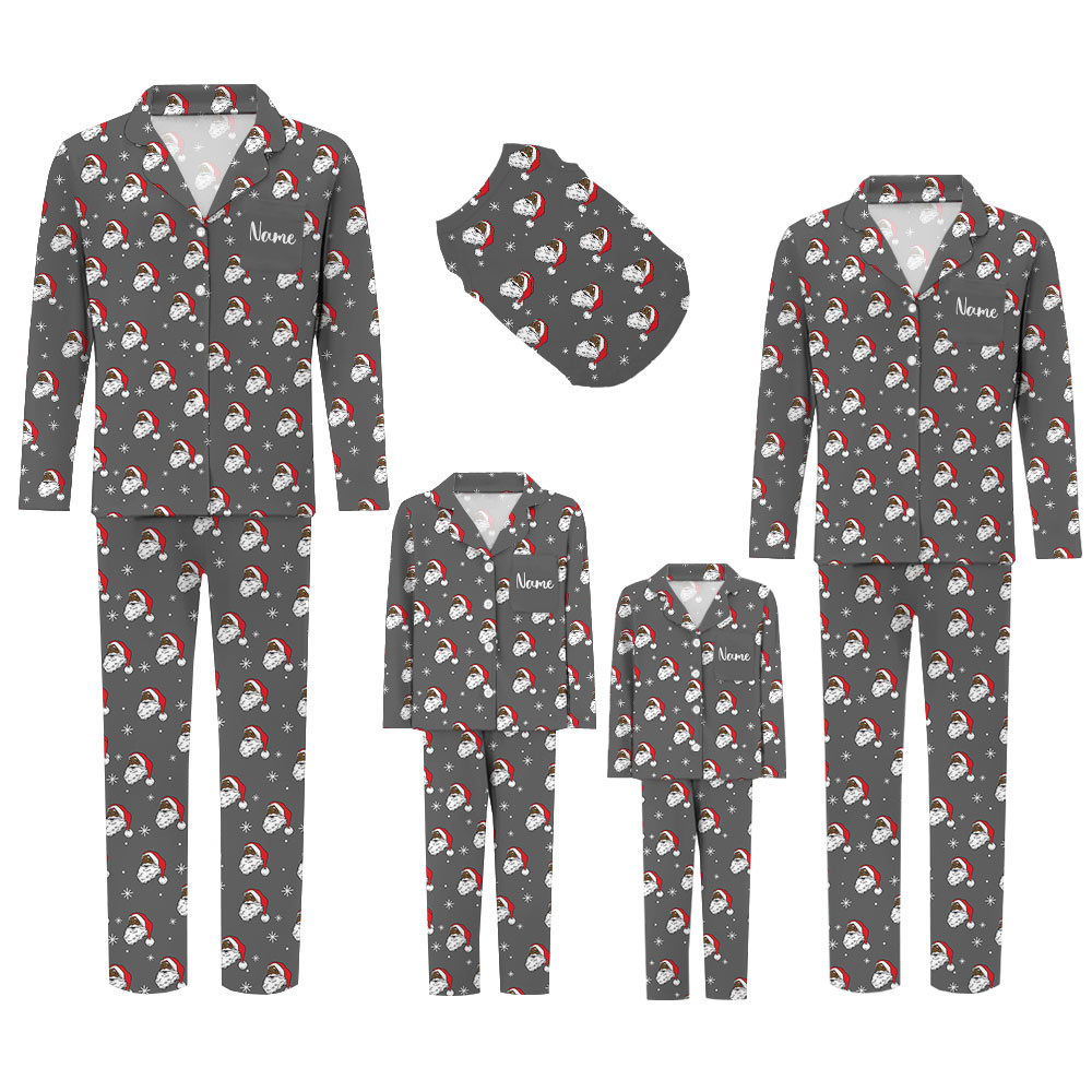 Smiling Black Santa Pajamas For Family Smiling Black Santa Pajamas For Family