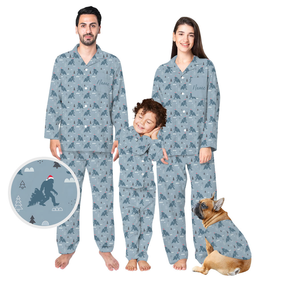 Festive Bigfoot Family Pajamas Personalized