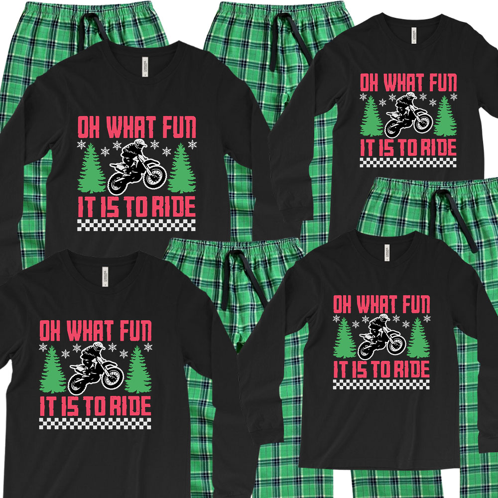 Personalized Motocross 100 Cotton Christmas PJs With Pockets Personalized Motocross 100 Cotton Christmas PJs With Pockets