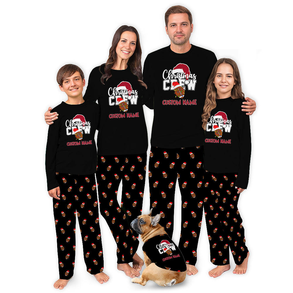 Name Personalized PJs Set with Christmas Football Theme