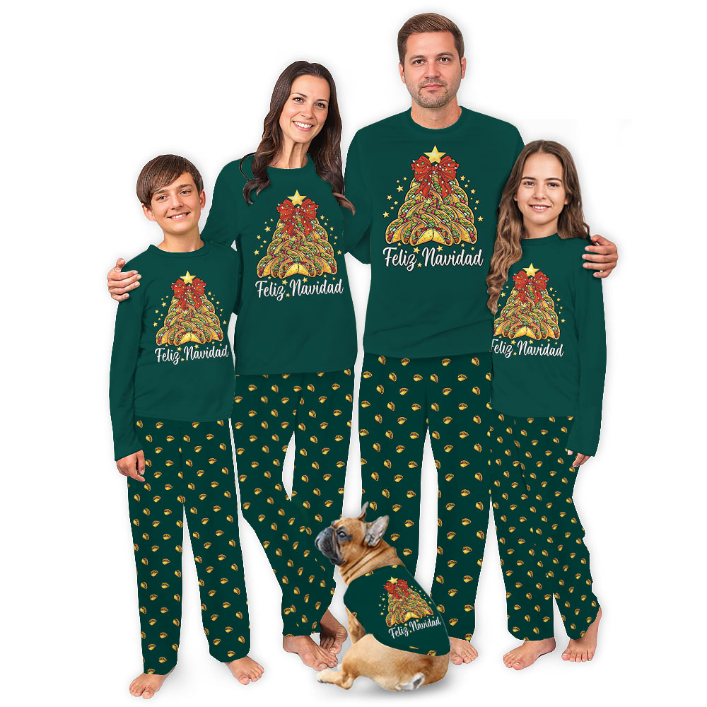 Feliz Navidad Taco Family And Dog Pyjamas Set