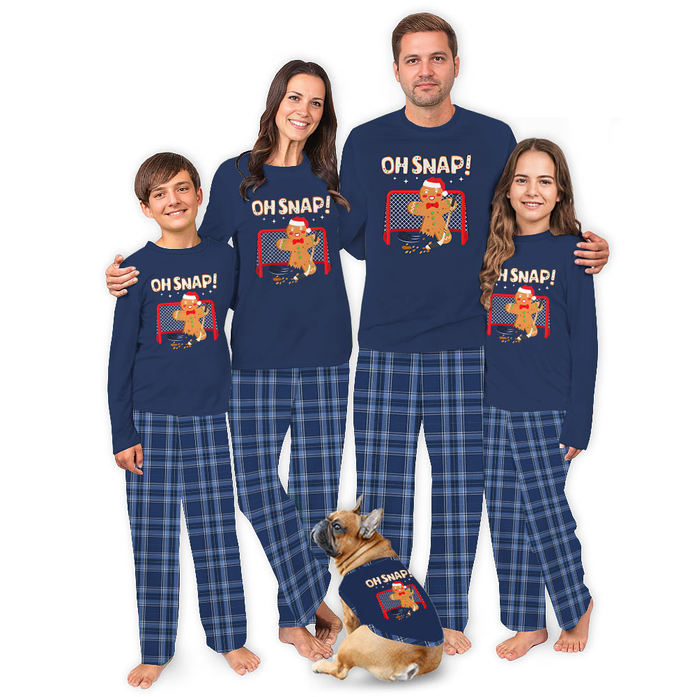Playing Hockey Gingerbread Matching Family Pajamas Playing Hockey Gingerbread Matching Family Pajamas