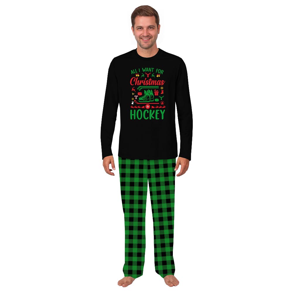 All I Want for Christmas is Hockey Matching Dog Pajamas With Owner