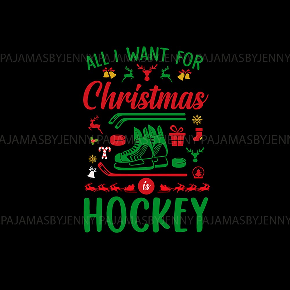 All I Want for Christmas is Hockey Matching Dog Pajamas With Owner