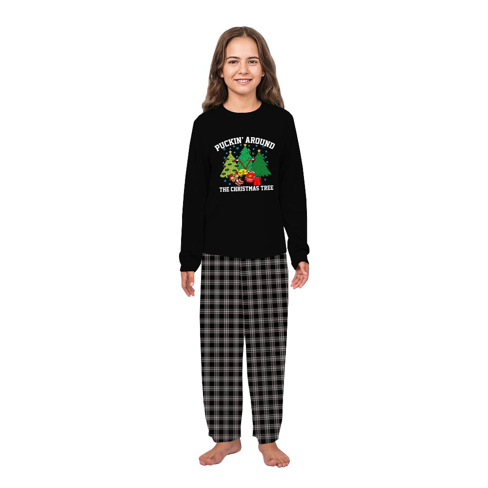Hockey Puckin' Around the Christmas Tree Family Matching Pajamas with Dog Hockey Puckin' Around the Christmas Tree Family Matching Pajamas with Dog