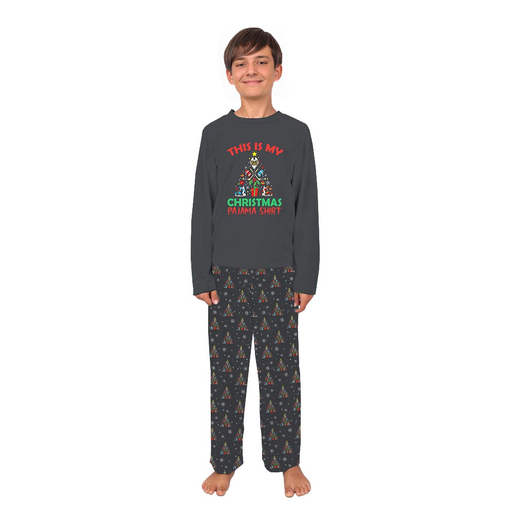 Hockey in Christmas Tree Shape Matching Dog Owner Christmas Pajamas Hockey in Christmas Tree Shape Matching Dog Owner Christmas Pajamas