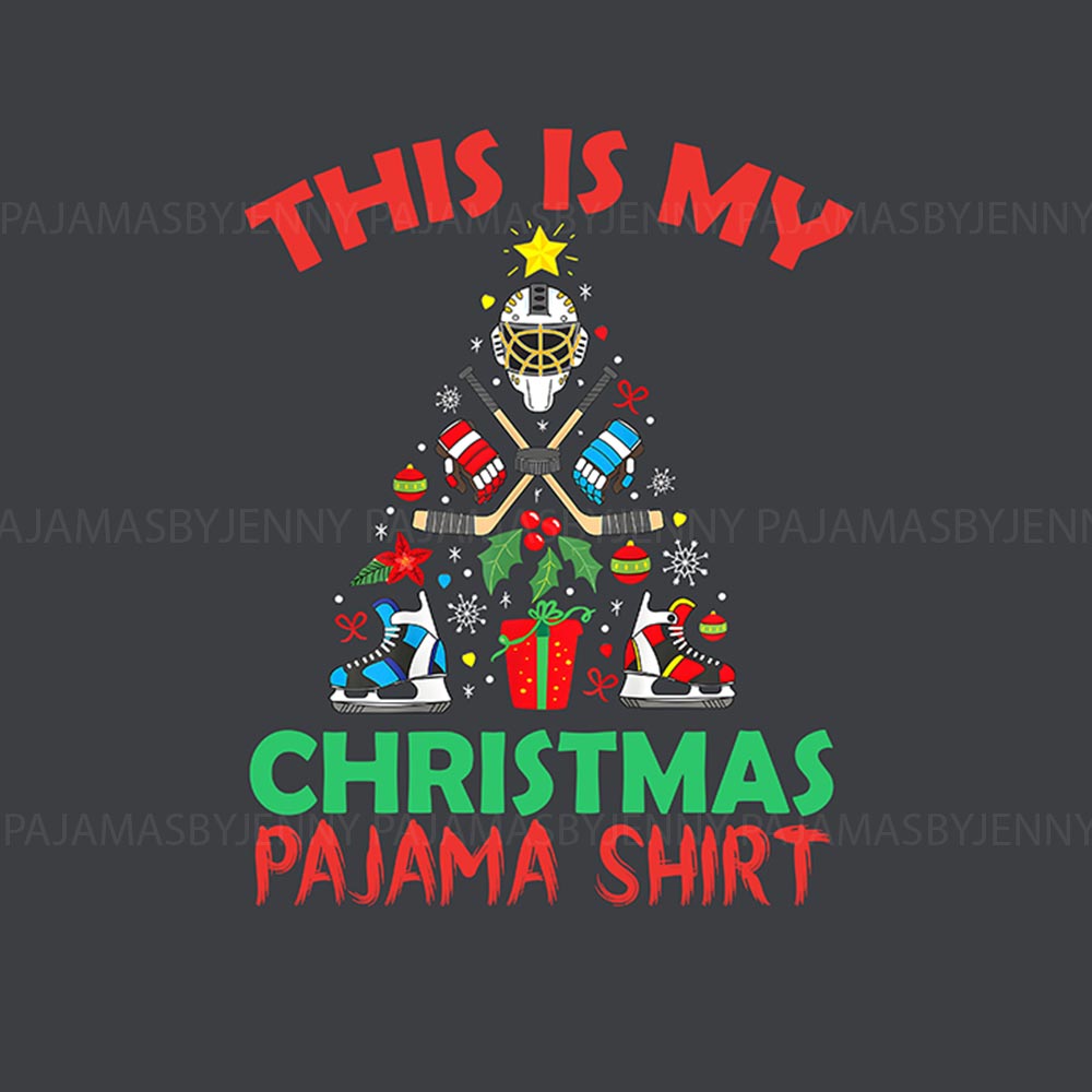 Hockey in Christmas Tree Shape Matching Dog Owner Christmas Pajamas Hockey in Christmas Tree Shape Matching Dog Owner Christmas Pajamas