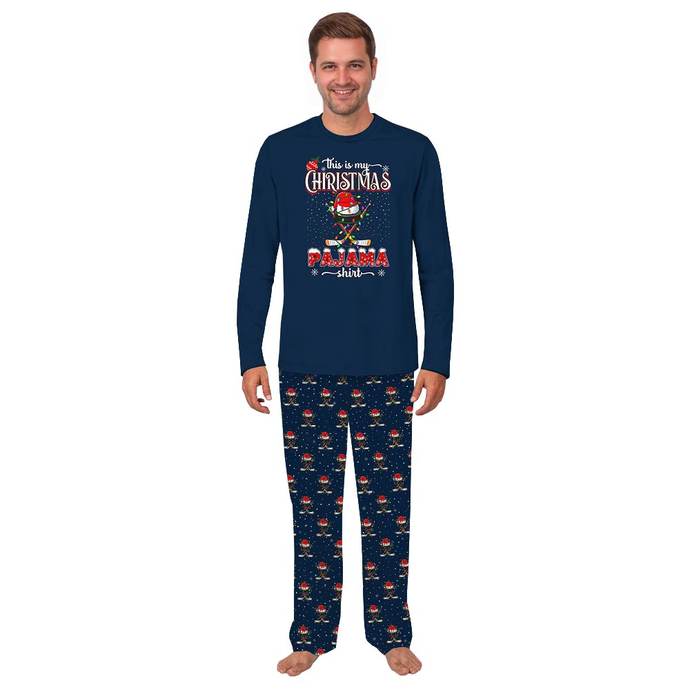 Family PJs With Dog Christmas Pajama Set for Hockey Lovers Family PJs With Dog Christmas Pajama Set for Hockey Lovers