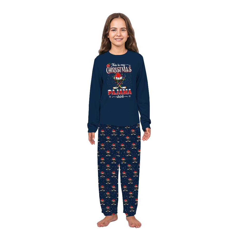 Family PJs With Dog Christmas Pajama Set for Hockey Lovers Family PJs With Dog Christmas Pajama Set for Hockey Lovers