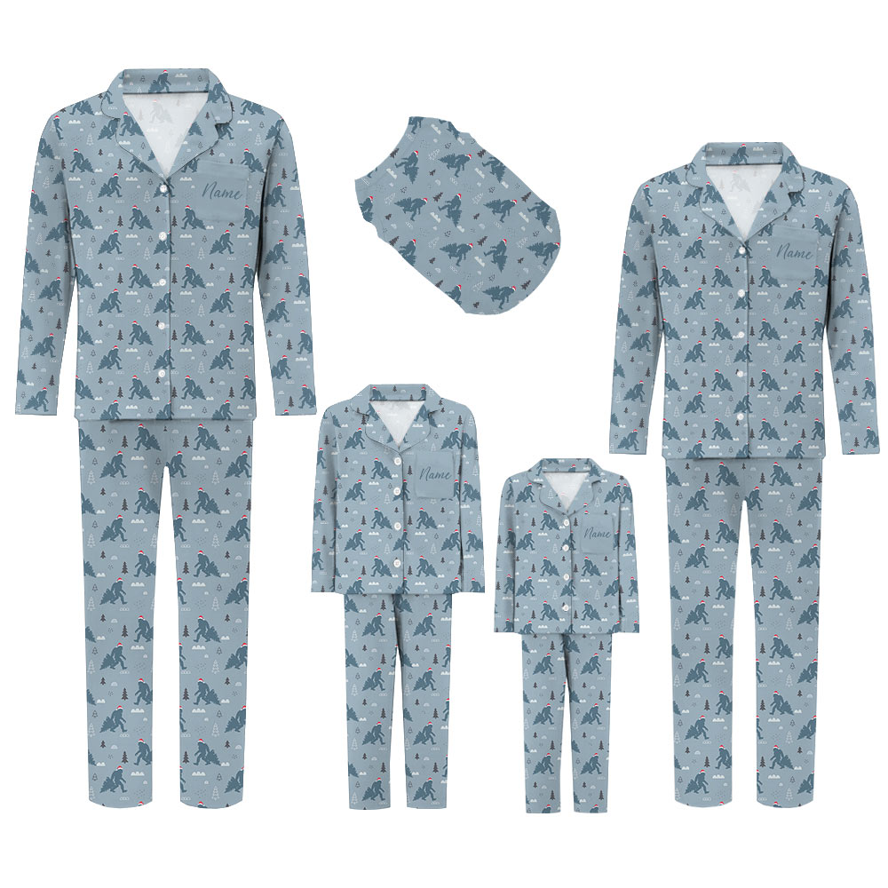 Festive Bigfoot Family Pajamas Personalized