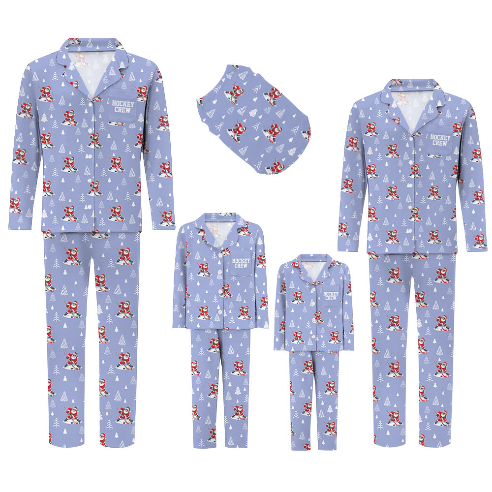 Exciting Hockey Family Pajamas with Dog Exciting Hockey Family Pajamas with Dog