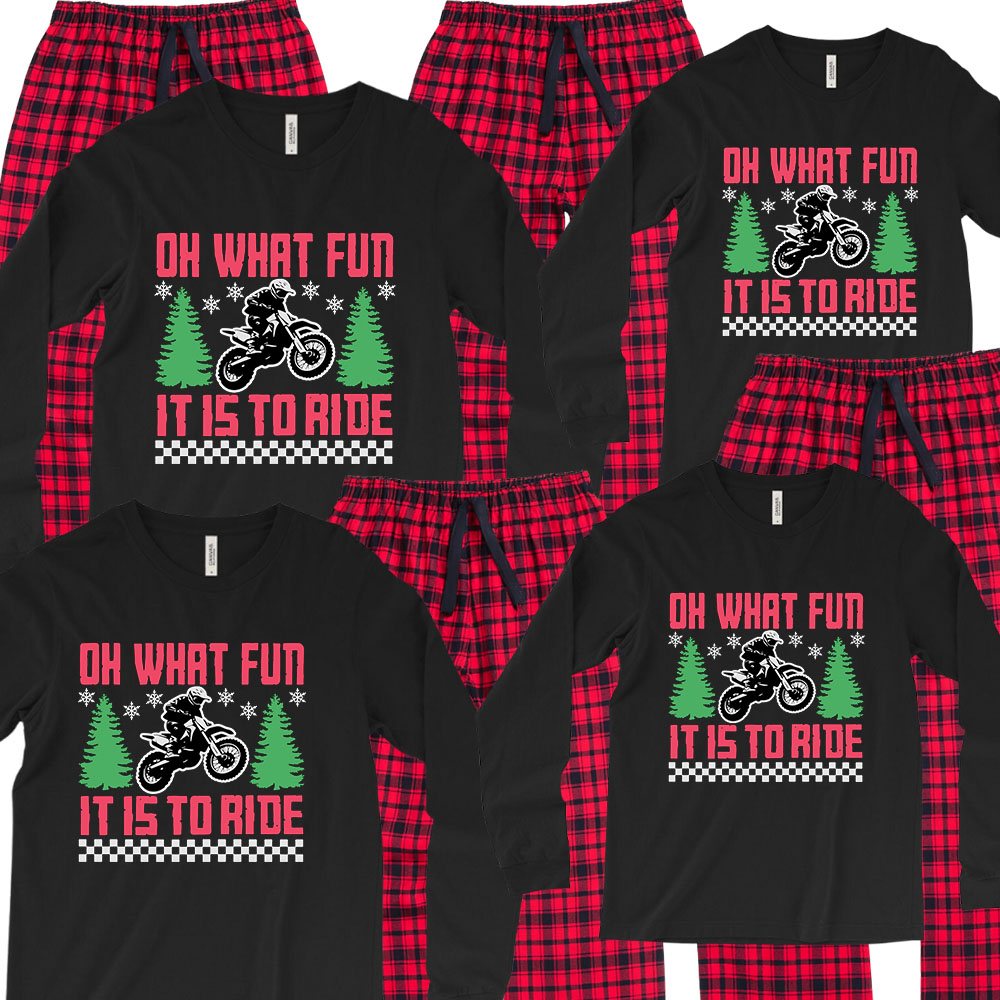 Personalized Motocross 100 Cotton Christmas PJs With Pockets Personalized Motocross 100 Cotton Christmas PJs With Pockets
